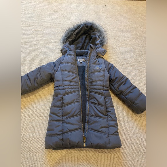 Girl's Aerial Fur-Trim Hooded Long Puffer Coat - Picture 6 of 9